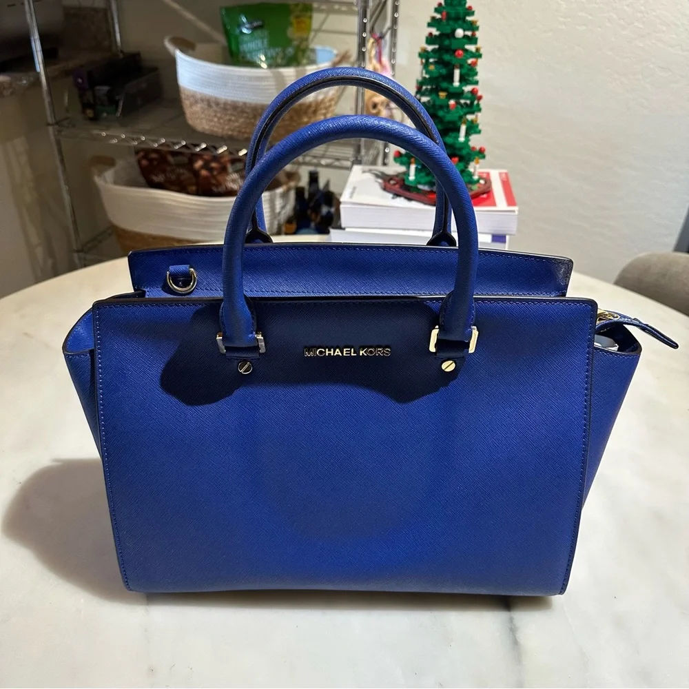 MICHAEL Michael Kors Royal Blue Saffiano Leather Satchel - Picture 1 of 6